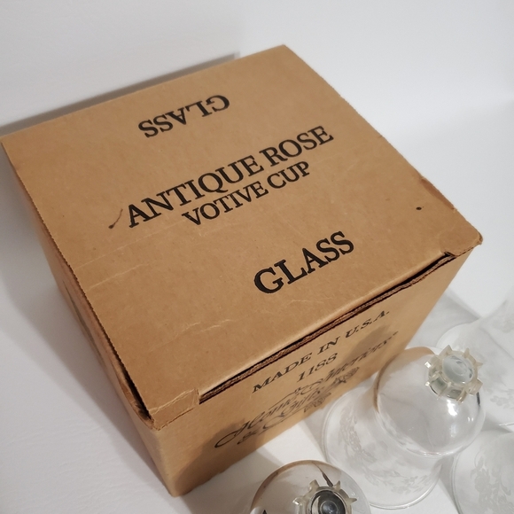 Glass Votive Cups Home Interiors Gifts Embossed Antique Rose Pattern Candle Hold - Picture 3 of 5